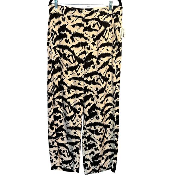NWT Old Navy Size Large Animal Print Trouser Pants Palazzo Pants Black White - Picture 1 of 10